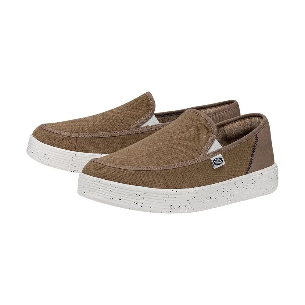 Hey Dude Wally Sox Brown Textile Slip On Loafers Speckled Sole Shoes Casual 10